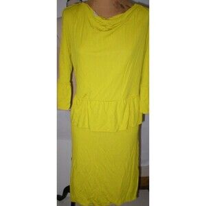 New Womens Patrizia Pepe 1 Small S Italy Dress Designer Yellow Peplum Dark NWT